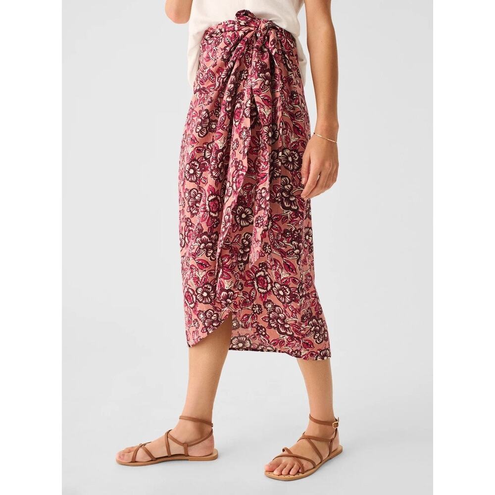 Faherty Pacifica Linen Wrap Skirt – Rose Desert Bloom –‎ XS - Picture 5 of 6